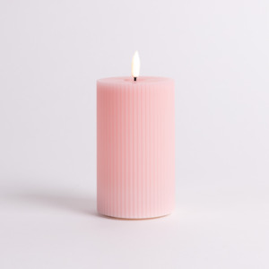 Led Candles: 12.5cm x 7.5cm Pink Fluted LED Candle