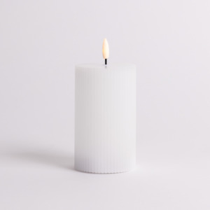 Led Candles: 12.5cm x 7.5cm White Fluted LED Candle