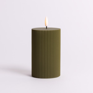 12.5cm x 7.5cm Green Fluted LED Candle