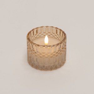 Led Candles: 8cm Champagne Argyle-Cut Glass LED Candle