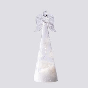 Noel: 18cm Cone Glass Angel with Feathers