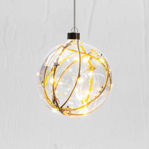 Hanging Glass: Gold Bead Sphere Hanging Glass Light