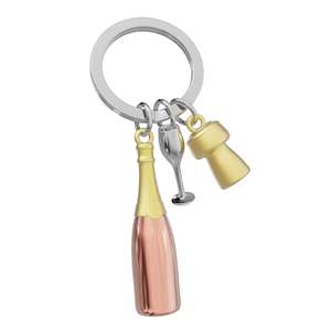 Keychains: Champagne Bottle in Rose Gold Keychain