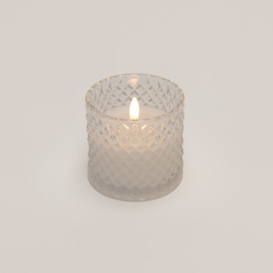 Led Candles: Clear Argyle-cut Glass Candle