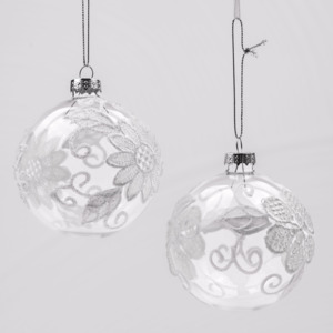 Sale: Glass Baubles with Lace Finish