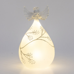 Noel: Large Frosted Round Glass Angel
15cm