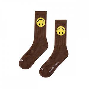 Market Smiley Upside Down Socks Brown