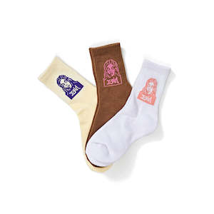 X-Girl Mills Logo Middle Socks 3 Pack - Multi