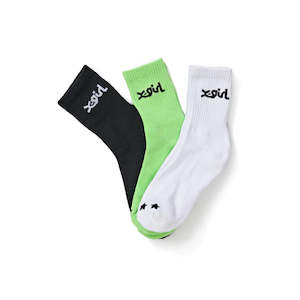 X-Girl Mills Logo Middle Socks 3 Pack - Multi