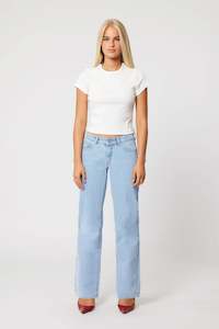 Abrand Jeans: Abrand 99 Low & Wide - Kendall - Vintage Blue