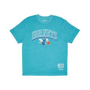 Mitchell Ness: Mitchell & Ness Hornets Vintage Keyline Tee Aqua