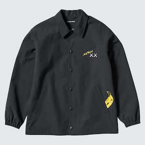 Puffers: Uniqlo - KAWS + WARHOL - Face Down Companion / Banana Coach Jacket Black
