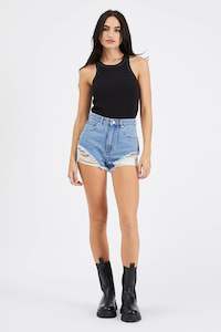Abrand Jeans: ABrand A High Relaxed Short - Salty Blue