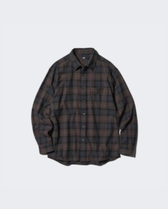 Flannel: Uniqlo Flannel Checked Shirt - 58 Dark Brown