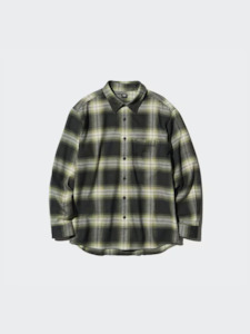 Flannel: Uniqlo Flannel Checked Shirt - 53 Green