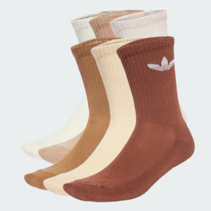 Socks: Adidas Trefoil Cushion Crew Socks 6 Pack - Cream White / Wonder Quartz / Sand Strata