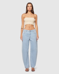 Abrand Jeans: Abrand 95 Mid Barrel Jean Kendall - Light Blue Vintage