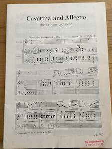Cavatina and Allegro for Eb Horn and Piano - SOLO Horn - 1981
