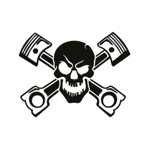 Skull with Crossed Pistons