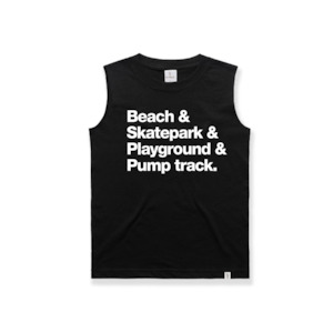 Tee Shirts: PLAYGROUNDS PUMP TRACKS AND SKATEPARKS - BLACK