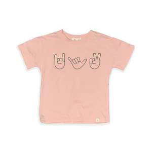 Tee Shirts: HAND SIGN T-SHIRT - ROSE