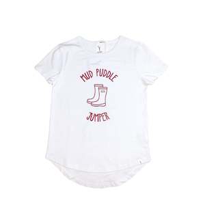 MUD PUDDLE JUMPER LONG BACK TEE - WHITE