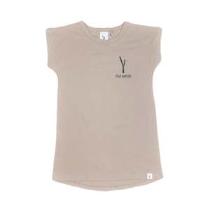 STICK HUNTERS LOGO LONG T-SHIRT DRESS - SAND