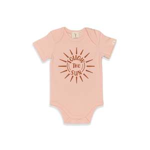 FOLLOW THE SUN SHORT SLEEVE BODYSUIT - PINK COLOUR