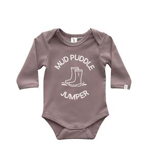Bodysuit: LONG SLEEVE BODYSUIT - MUD PUDDLE JUMPER - PLUM