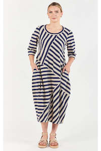 Obi Black: Cabo Jigsaw Dress /Ink Stripe
