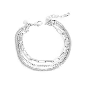 Shiny Facets 3 Row Bracelet /Silver