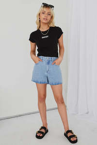Denim: Haze mid blue denim short