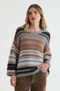 Ld Co: Multi Stripe Jumper / Midgrey
