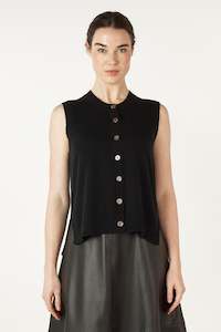 Essential Button Vest / Black