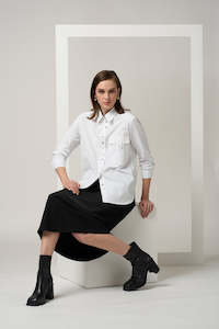 Madley Sweetly: Mixed Media Shirt / White