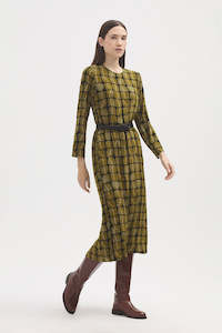 Nice Things: Square Leaves Print Dress / Khaki