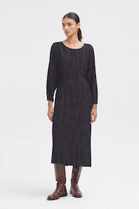 Midi Dress / Navy Skyline Print