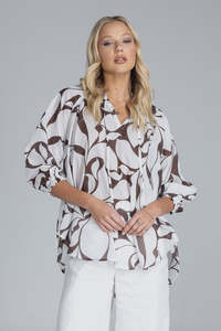Charlotte Top / Chocolate with Ivory Floral Print
