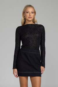 Blak: Gigi Top / Black Lace with Silver Dots