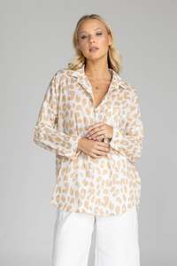 Defiant Shirt / Ivory with Camel Leopard