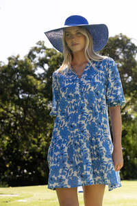 Fleur Smock Dress / Blue-Stone