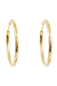 Jewellery: Pure Steel Gold Hoop Beaten / Smooth