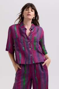 Ld Co: Painted Linen Shirt / Magenta