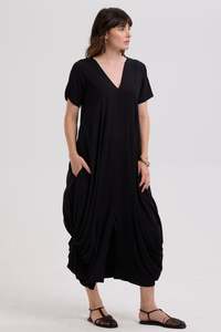 Ld Co: Drape Bottom Dress / Black