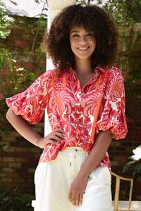 Coop By Trelise Cooper: Palm Breeze Shirt / Red & Pink