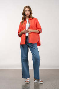 Madley Sweetly: Mixed Media Shirt / Tangerine