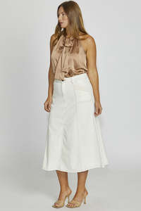 Denim: Kenley Denim Skirt / Milk-Tan
