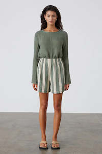 Eucalyptus Stripe Organic Cotton Shorts