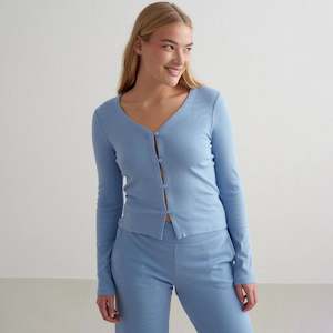Blue Mist Ease Ribbed Cardigan