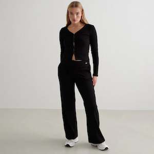 Black Ease Ribbed Cardigan